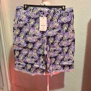 Purple Leaf Print Woman’s Shorts